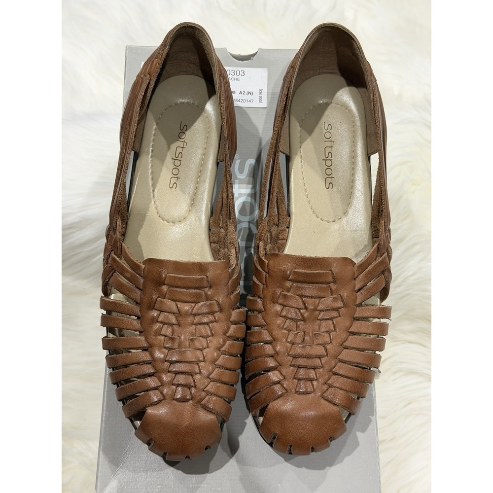 Softspots Trinidad Women's 9.5 N Narrow Rust Brown Leather Huarache Shoes